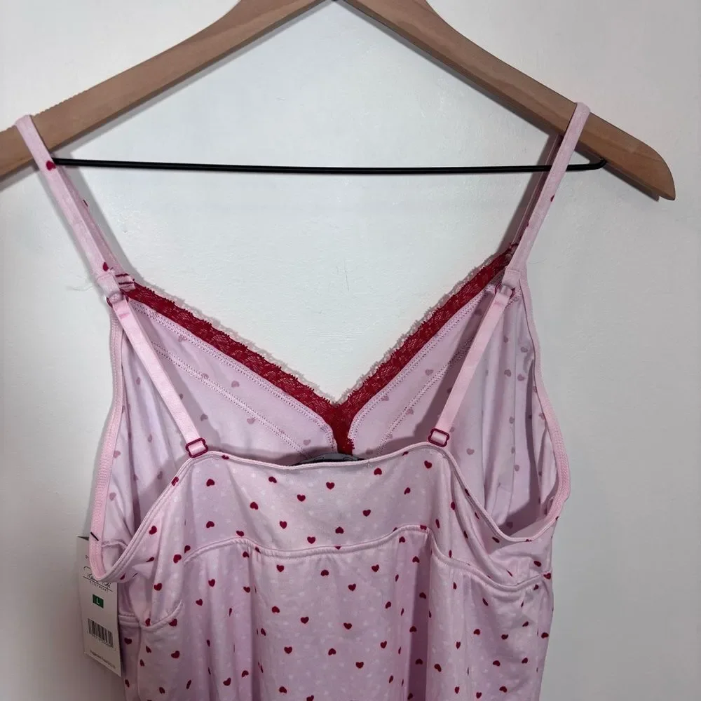 Rene Rofe light pink heart camisole sleepwear babydoll Y2K NWT NEW size large
